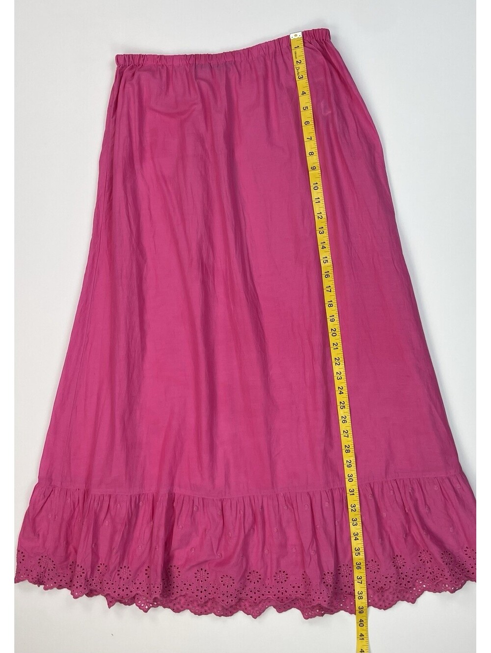 Gudrun Sjoden Pink Petticoat Sheer Organic Cotton Eyelet Maxi Skirt Slip M - Picture 8 of 8